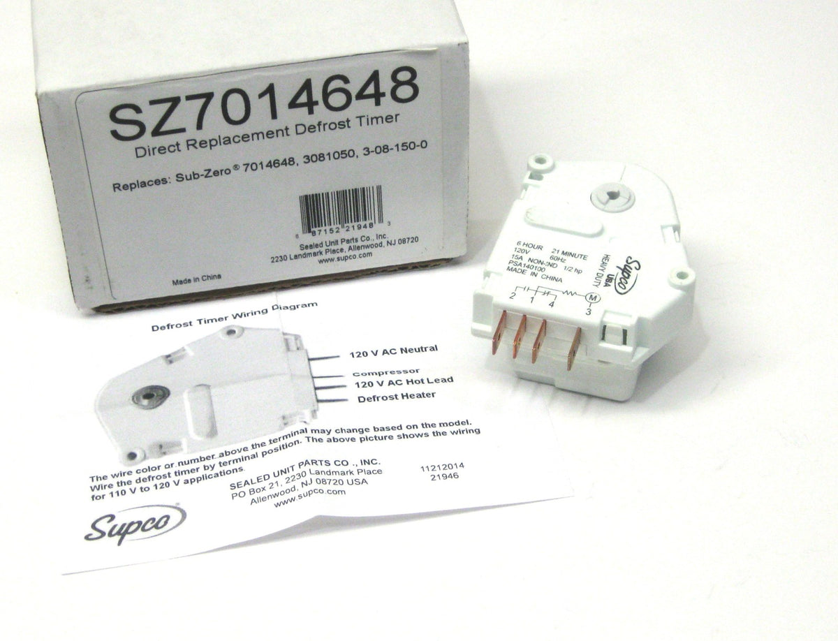 Supco SZ7014648 Refrigerator Defrost Timer Replaces Sub-Zero 7014648