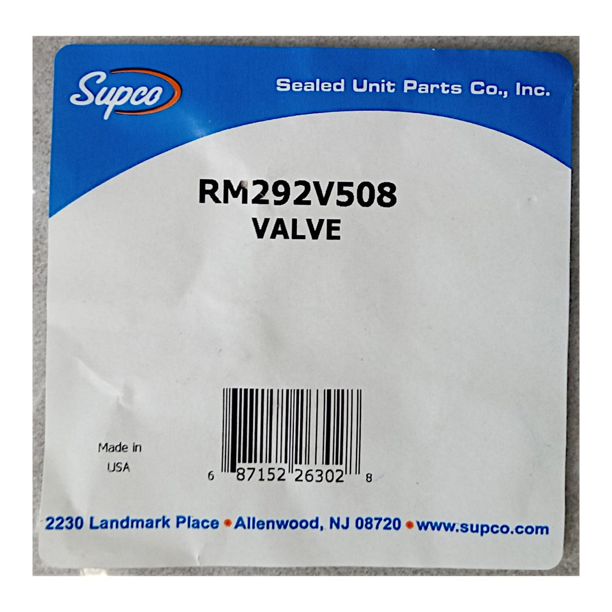 Supco Ice Machine Float Water Valve RM292V508