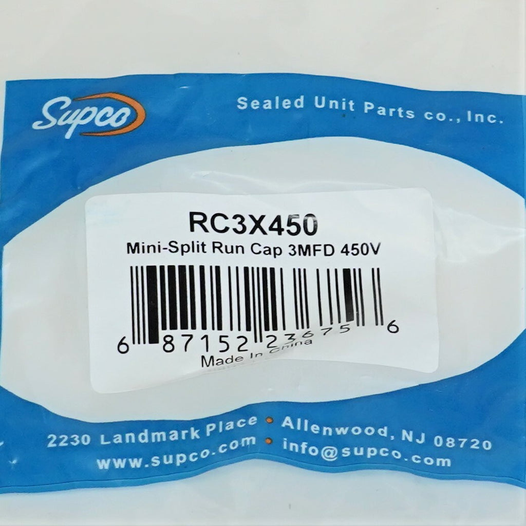 Supco RC3X450 Run Capacitor 3 MFD 450 Volts Mini-Split AC Air Conditioner