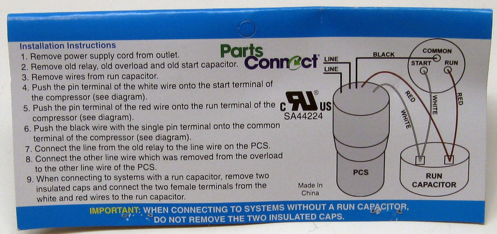 Refrigerator 3-n-1 Relay Capacitor Overload for -1/3 HP Compressor PCS410