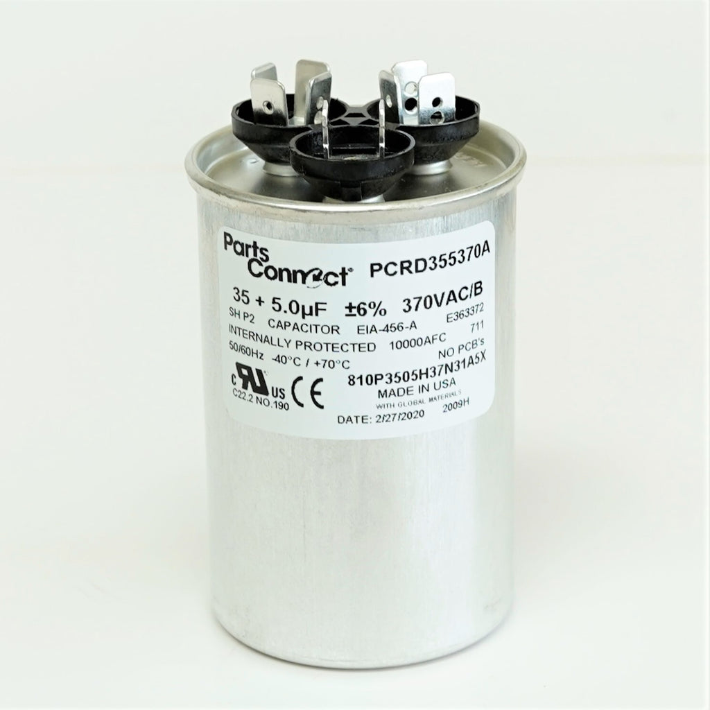 USA Run Capacitor 35 + 5 mfd (uf) 370 Volt Dual Round American Made