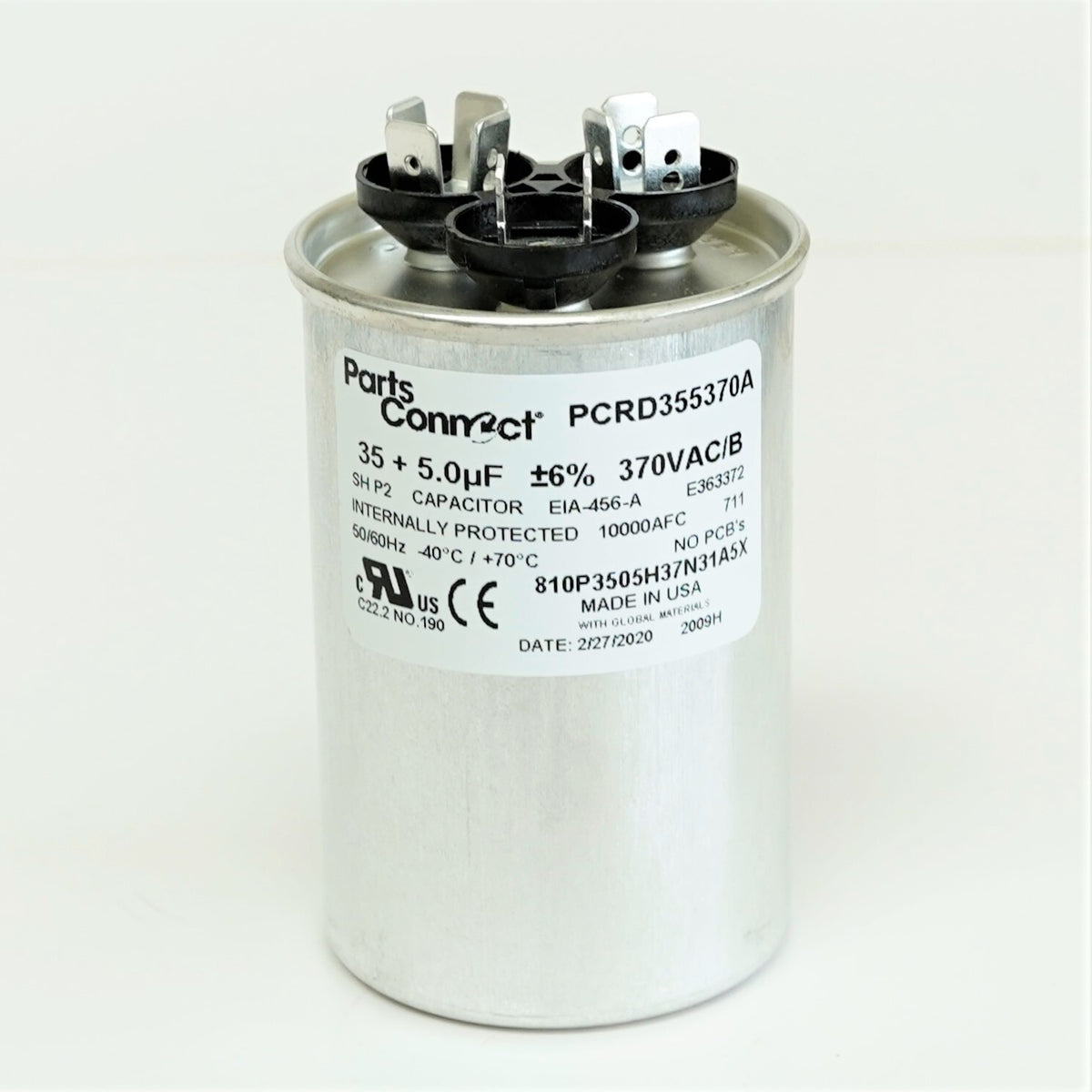 USA Run Capacitor 35 + 5 mfd (uf) 370 Volt Dual Round American Made