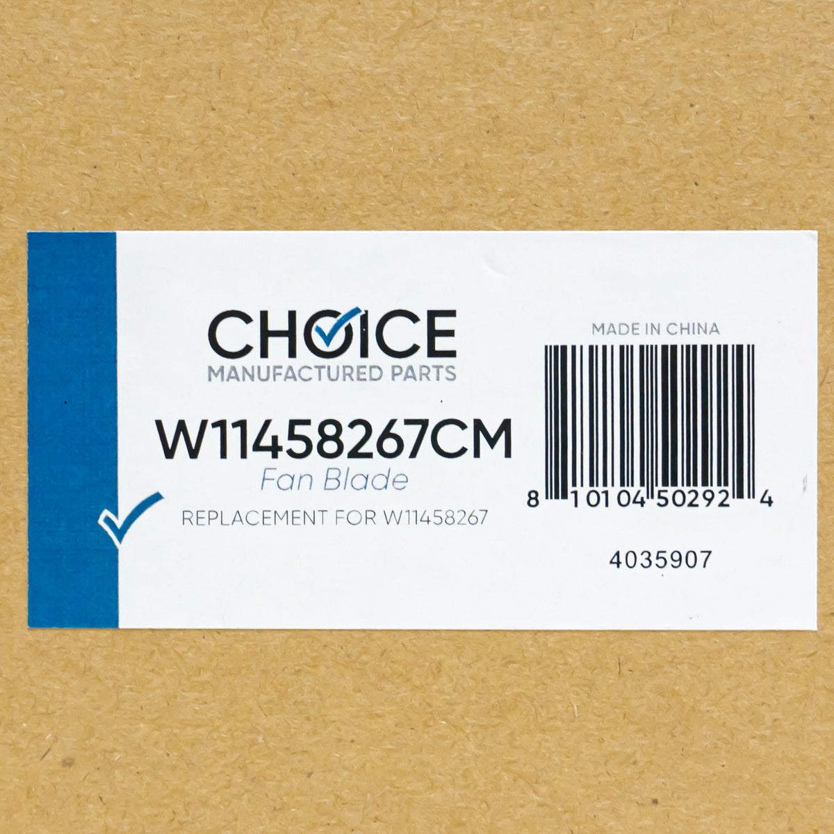 Choice Parts W11458267 for Whirlpool Refrigerator Condenser Fan Blade