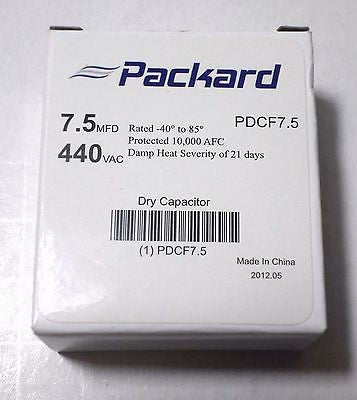 Packard PDCF7.5 HVAC Dry Motor Run Capacitor 7.5 MFD/UF 440 Volts