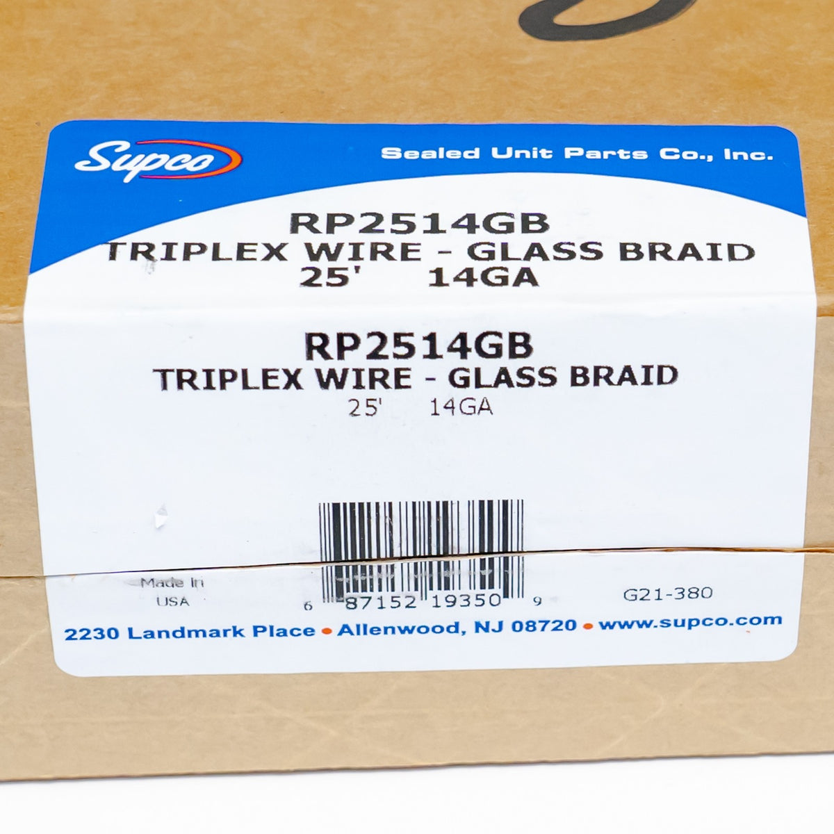 Supco RP2514GB Wire 25' 14 Gauge 3 Strand Glass Braided for Abrasion Resistance