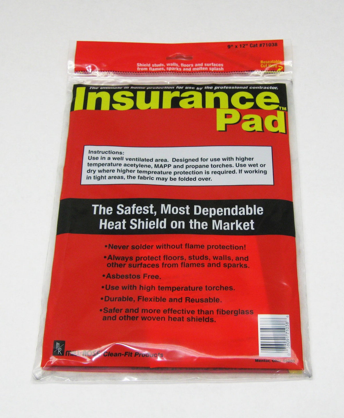 Heat Flame Shield Soldering Insurance Pad 9" x 12" Mill-Rose Clean Fit Products