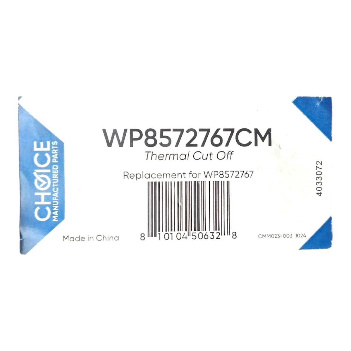 Choice Part WP8572767 Dryer Thermal Cut Off Fuse for Whirlpool 8572767