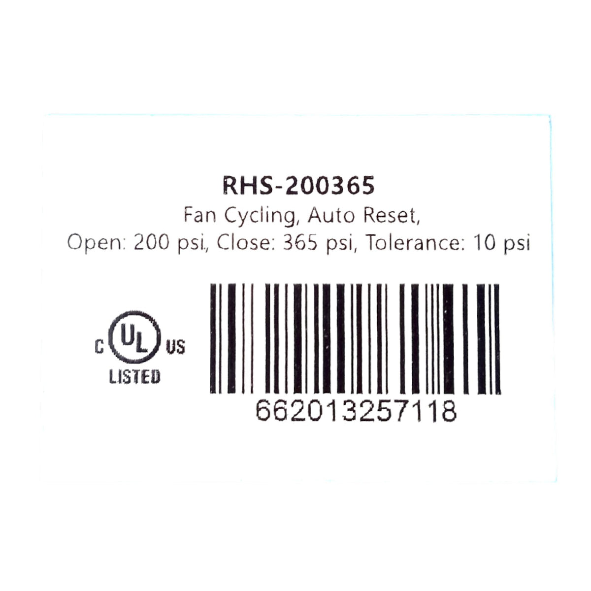 Ranco RHS-200365 Fan Cycling Switch Open 200 Close 365 PSI HVAC Refrigeration