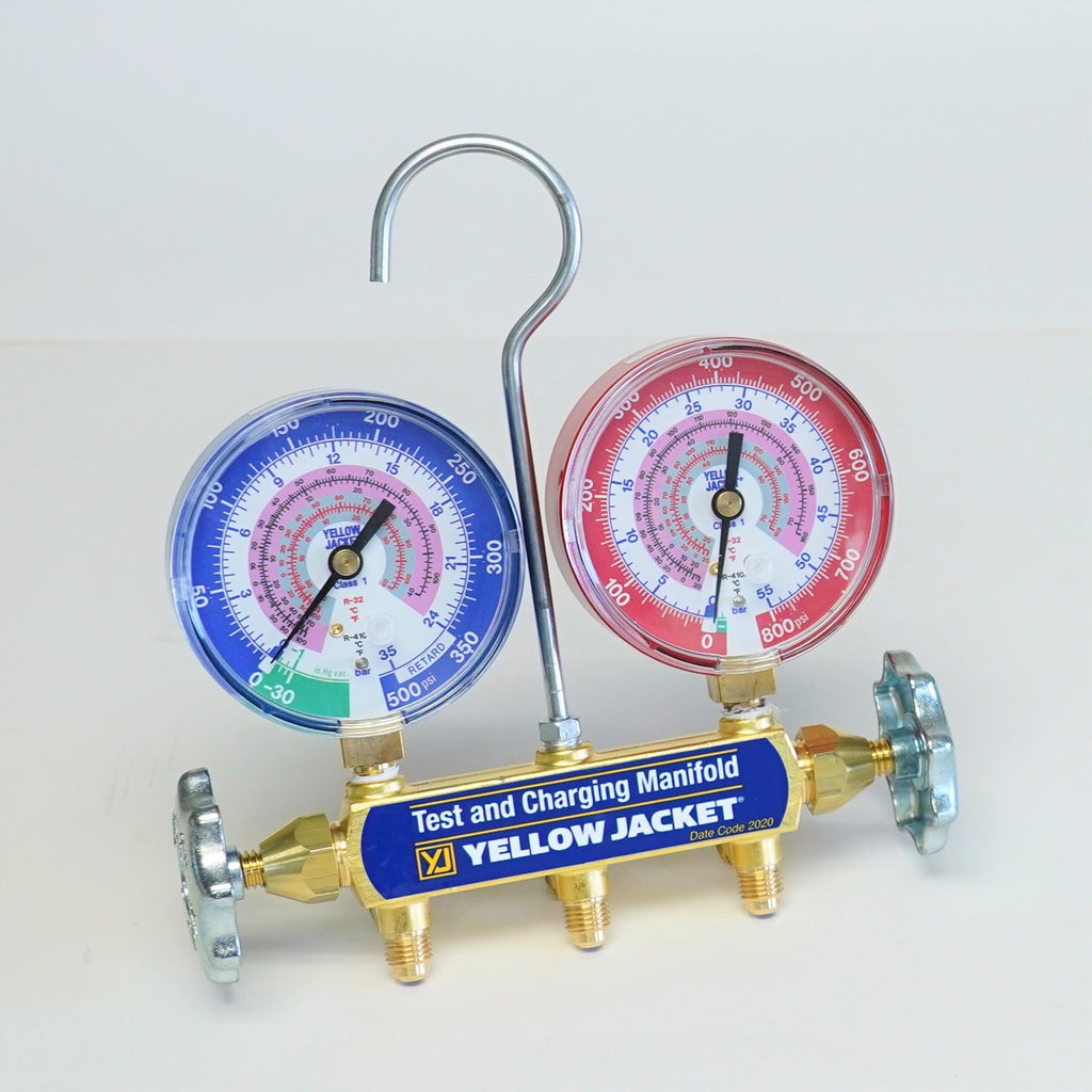 Yellow Jacket 42021 Test and Charging Manifold with 3-1/8" Gauges R32/410A