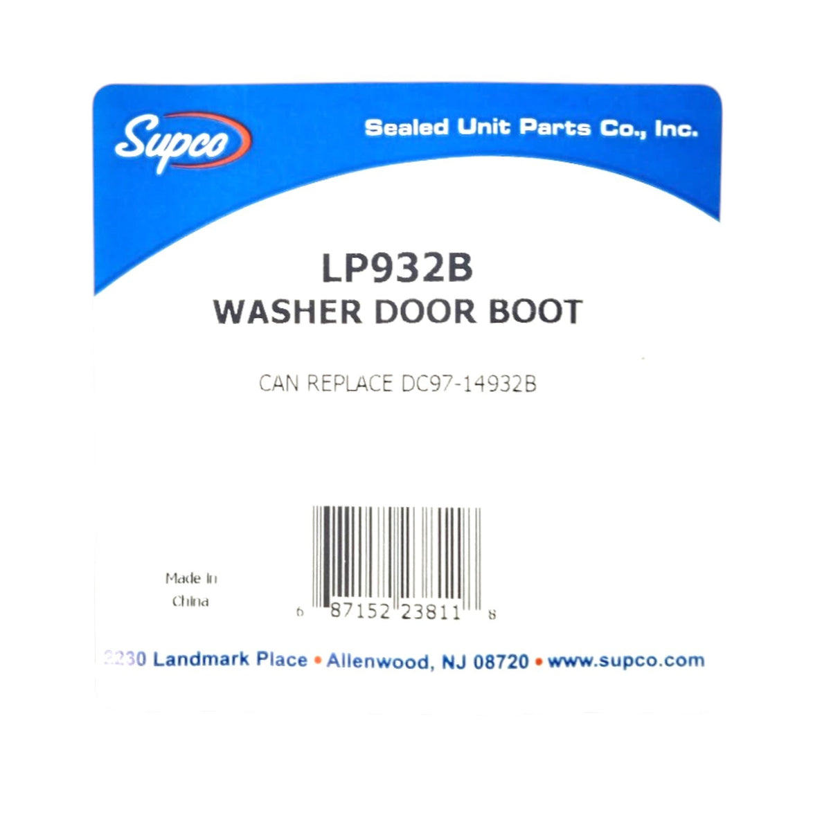 Supco LP932B Washer Door Boot Bellows Gasket for Samsung DC97-14932B