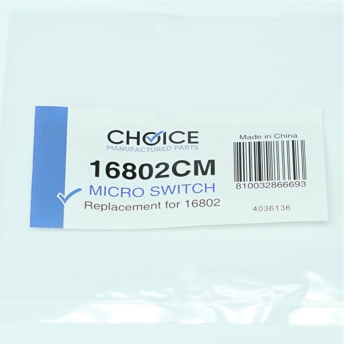 Choice Parts 16802 Universal Door Interlock Micro Switch N.O. / N.C.