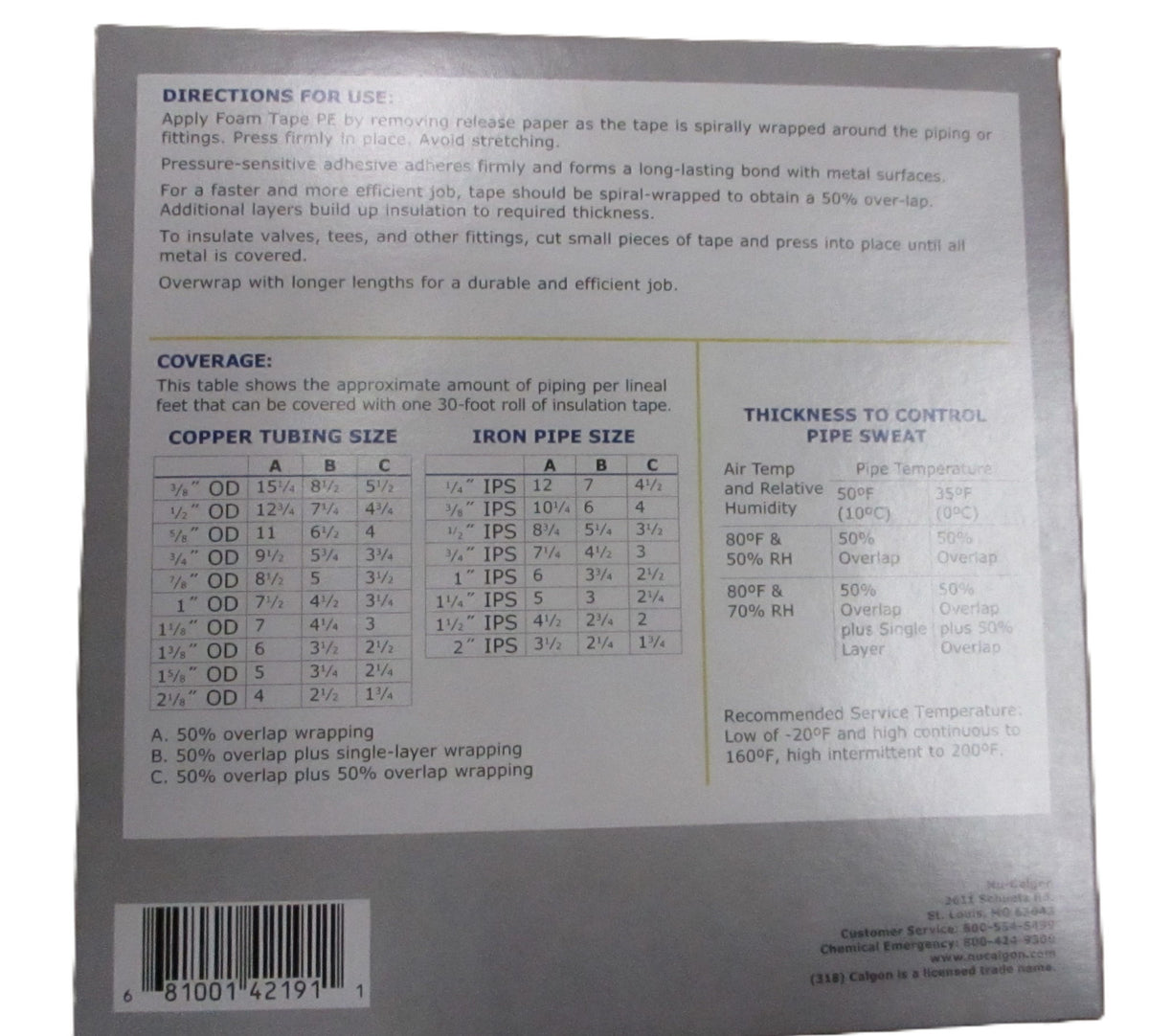 Nu Calgon Foam Insulation Tape PE 4219-20