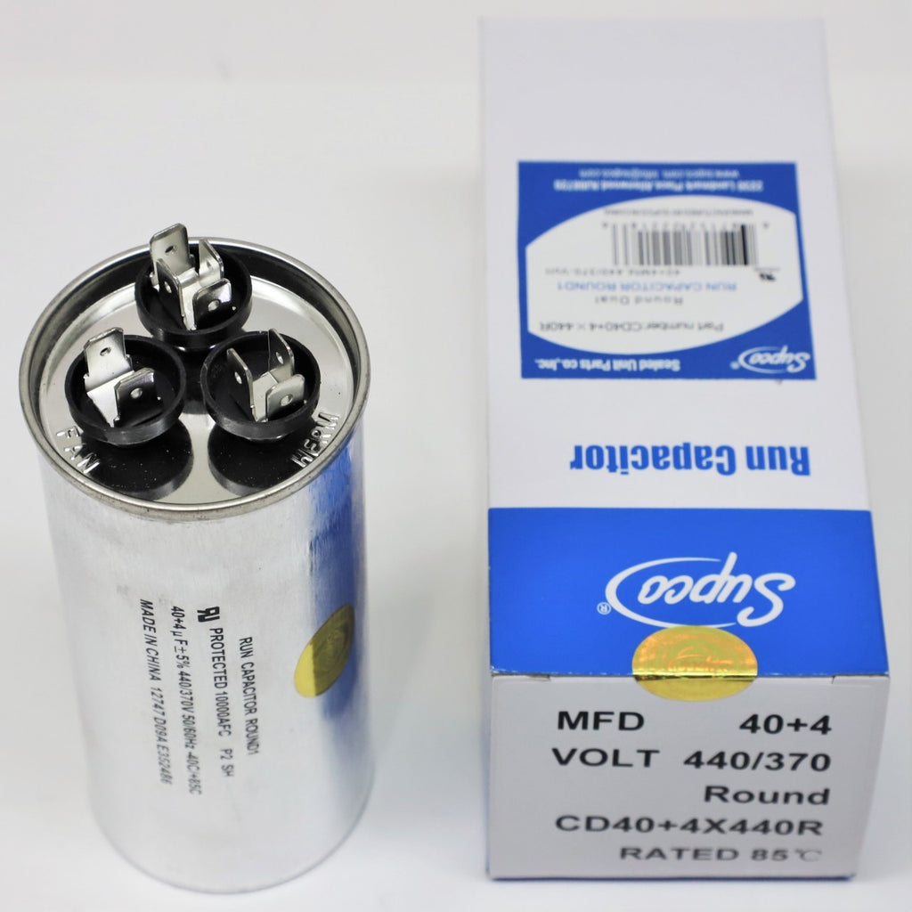 Supco CD40+4X440R HVAC Motor Round Dual Run Capacitor 40 + 4 MFD 440 Volts