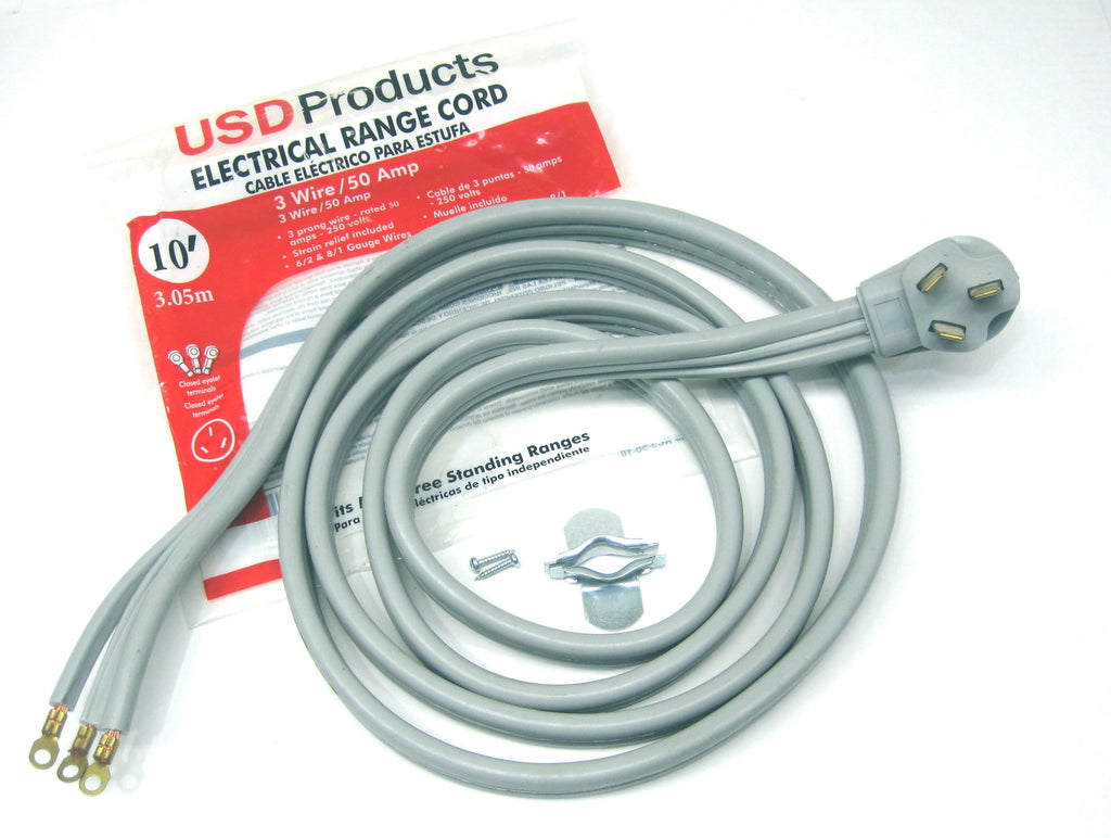 Range Oven Electric Power Cord 3 Prong Wire 50 Amp 10' Foot Heavy Duty