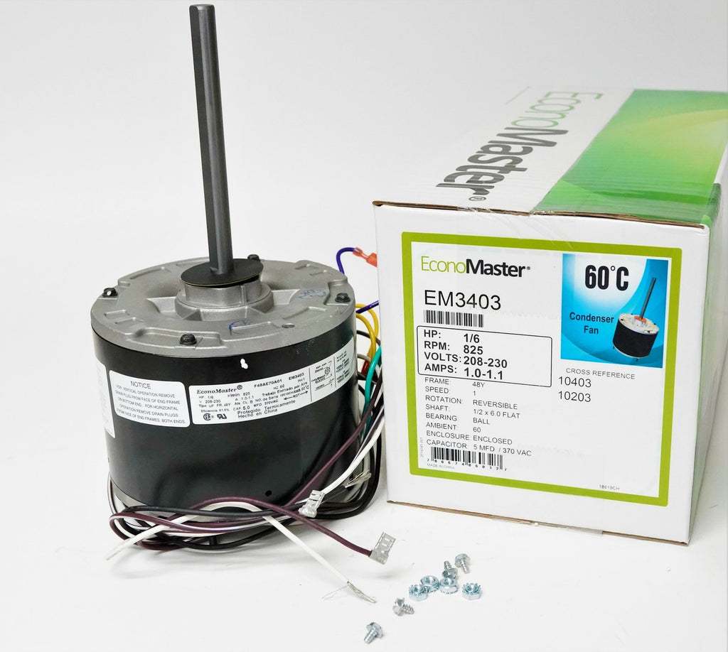 Air Conditioner Condenser Fan Motor 1/6 HP 230 Volts 825 RPM EM-3403