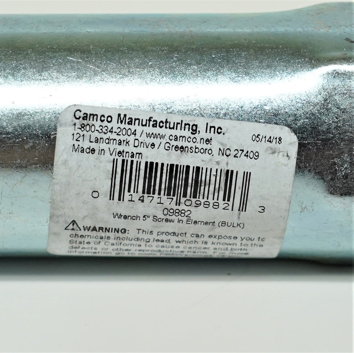 Camco 09882 Water Heater Screw In Element 5" Wrench Zinc-plated metal