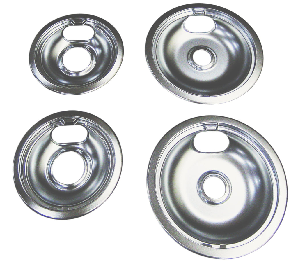 Range Burner Drip Bowl Set for Whirlpool 2 of W10196406 2 of W10196405 Chrome
