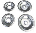 Range Burner Drip Bowl Set for Whirlpool 2 of W10196406 2 of W10196405 Chrome