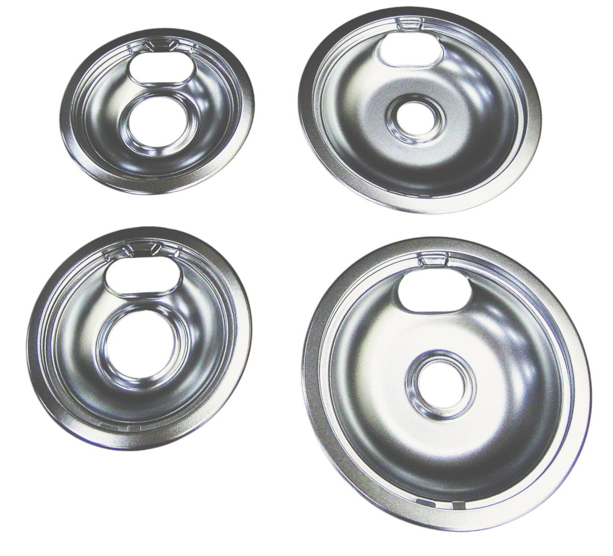 Range Burner Drip Bowl Set for Whirlpool 2 of W10196406 2 of W10196405 Chrome