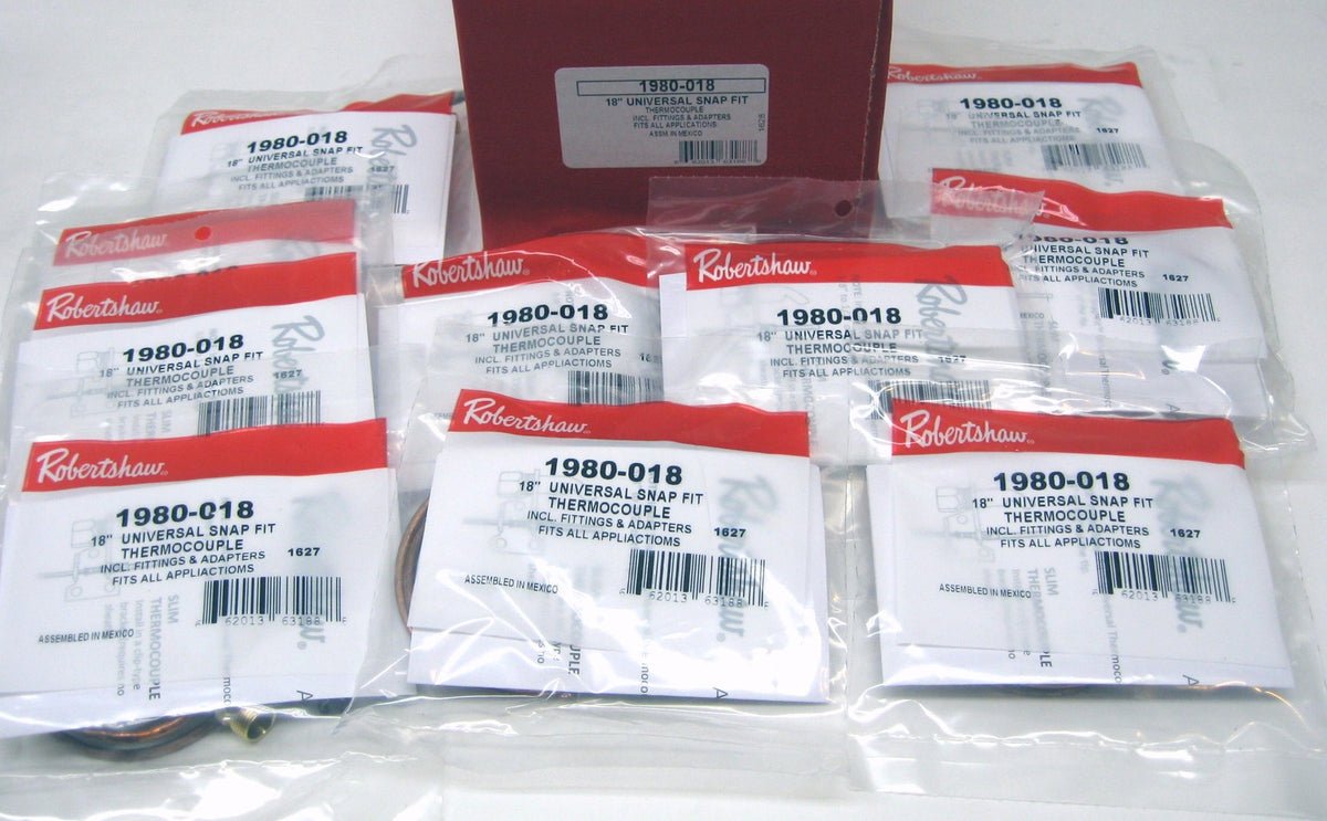 10 Pack of Robertshaw Thermocouple 18" 1980-018 Snap Fit Universal
