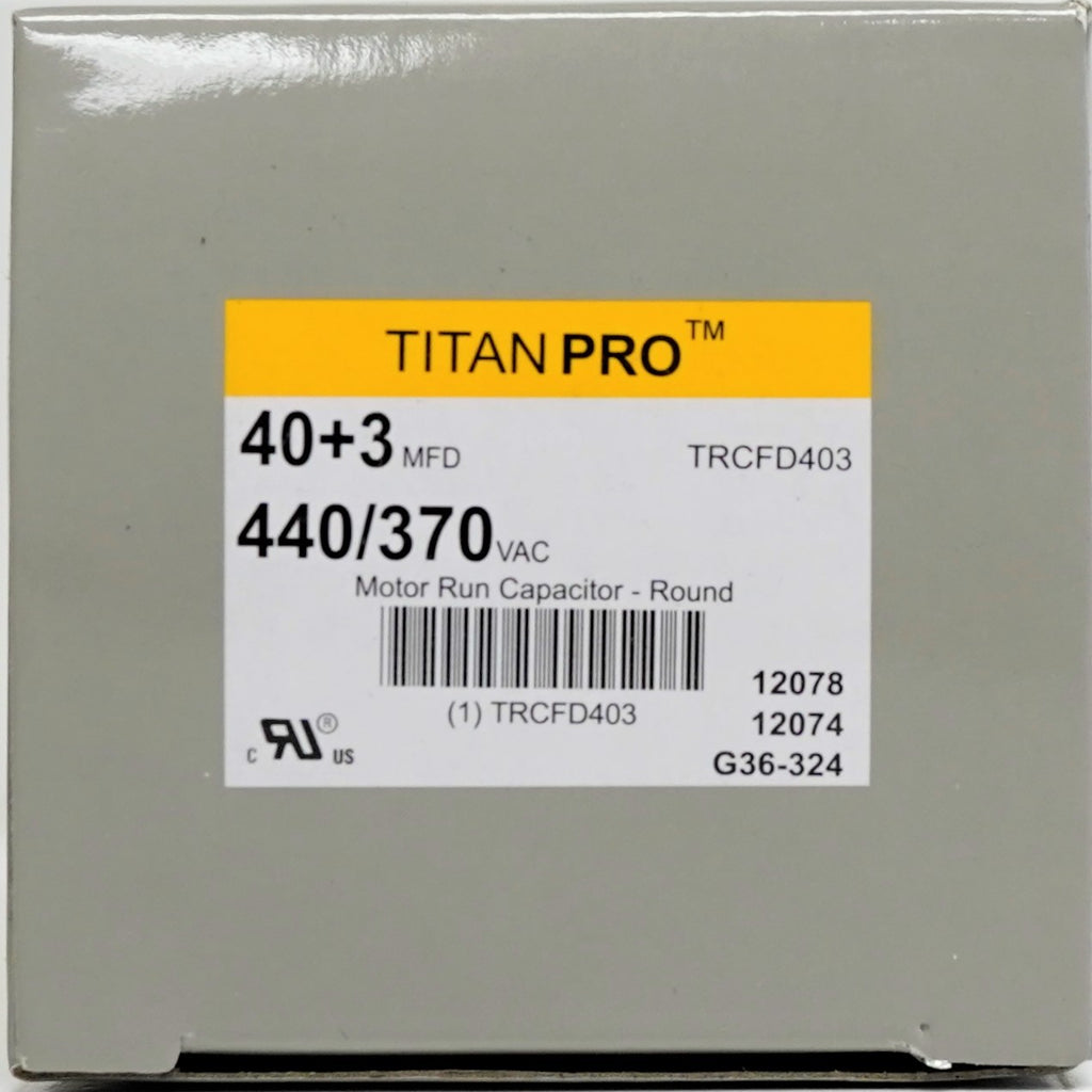 TitanPro TRCFD403 HVAC Round Dual Motor Run Capacitor 40/3 MFD/UF440/370 Volts
