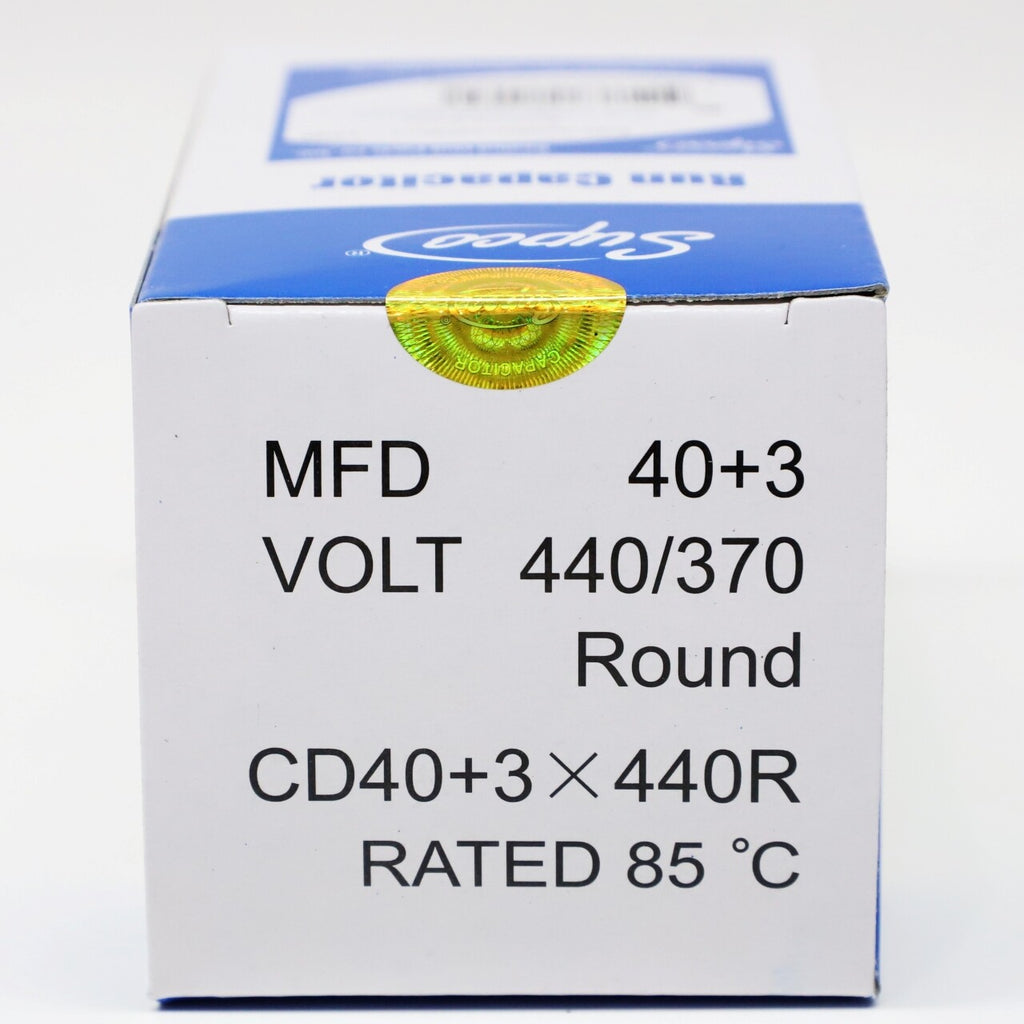 Supco CD40+3X440R HVAC Motor Round Dual Run Capacitor 40 + 3 MFD 440 Volts