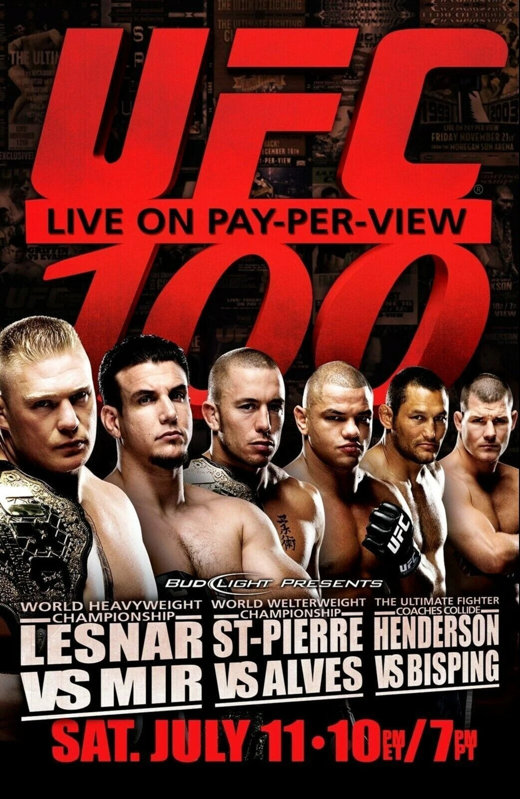 UFC 100 Brock Lesnar vs George St Pierre Henderson Bisping 11x16 - Poster | Canvas Wall Art Print