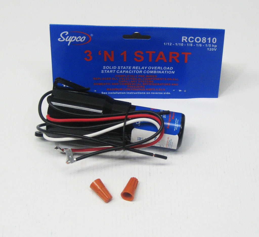 Supco RCO810 Refrigerator Relay Capacitor Overload RC0810 3-in-1 up to 1/5HP