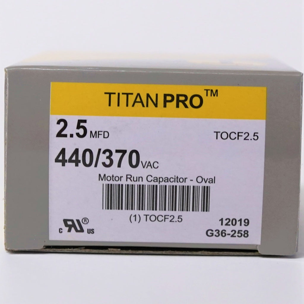 TitanPro TOCF2.5 HVAC Motor Run Oval Capacitor 2.5 MFD/UF 440/370 Volts