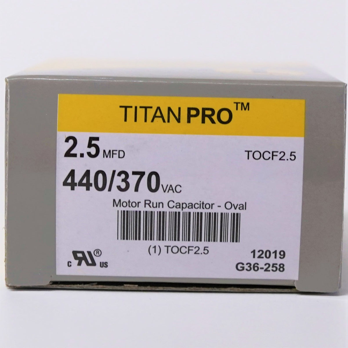 TitanPro TOCF2.5 HVAC Motor Run Oval Capacitor 2.5 MFD/UF 440/370 Volts