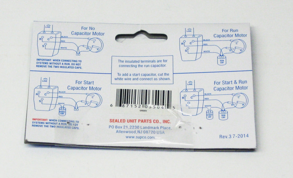 Supco URO81 Refrigerator Universal Relay Overload 115V 1/12 - 1/5 HP