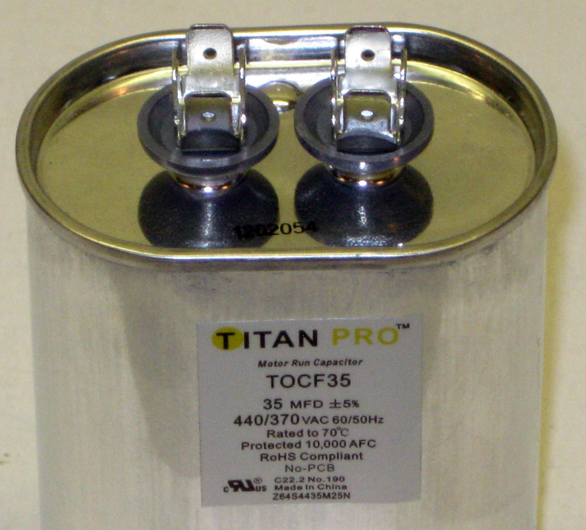 TitanPro TOCF35 HVAC Motor Run Oval Capacitor 35 MFD/UF 440/370 Volts