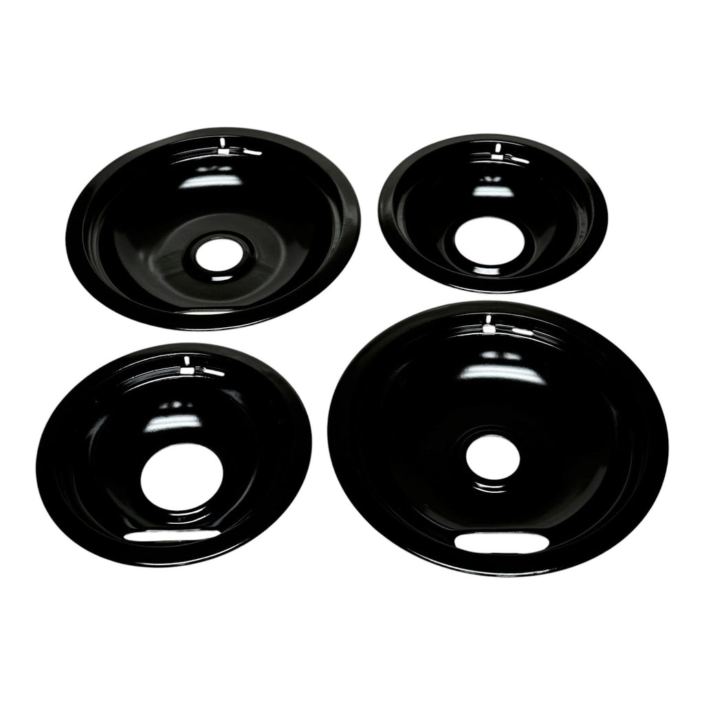 Range Stove Black Drip Pan Set 4 Pack for Whirlpool W10288051 2 Large 2 Small