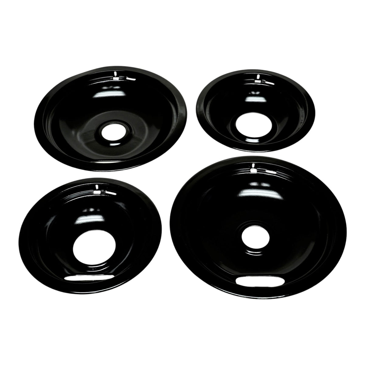 Range Stove Black Drip Pan Set 4 Pack for Whirlpool W10288051 2 Large 2 Small
