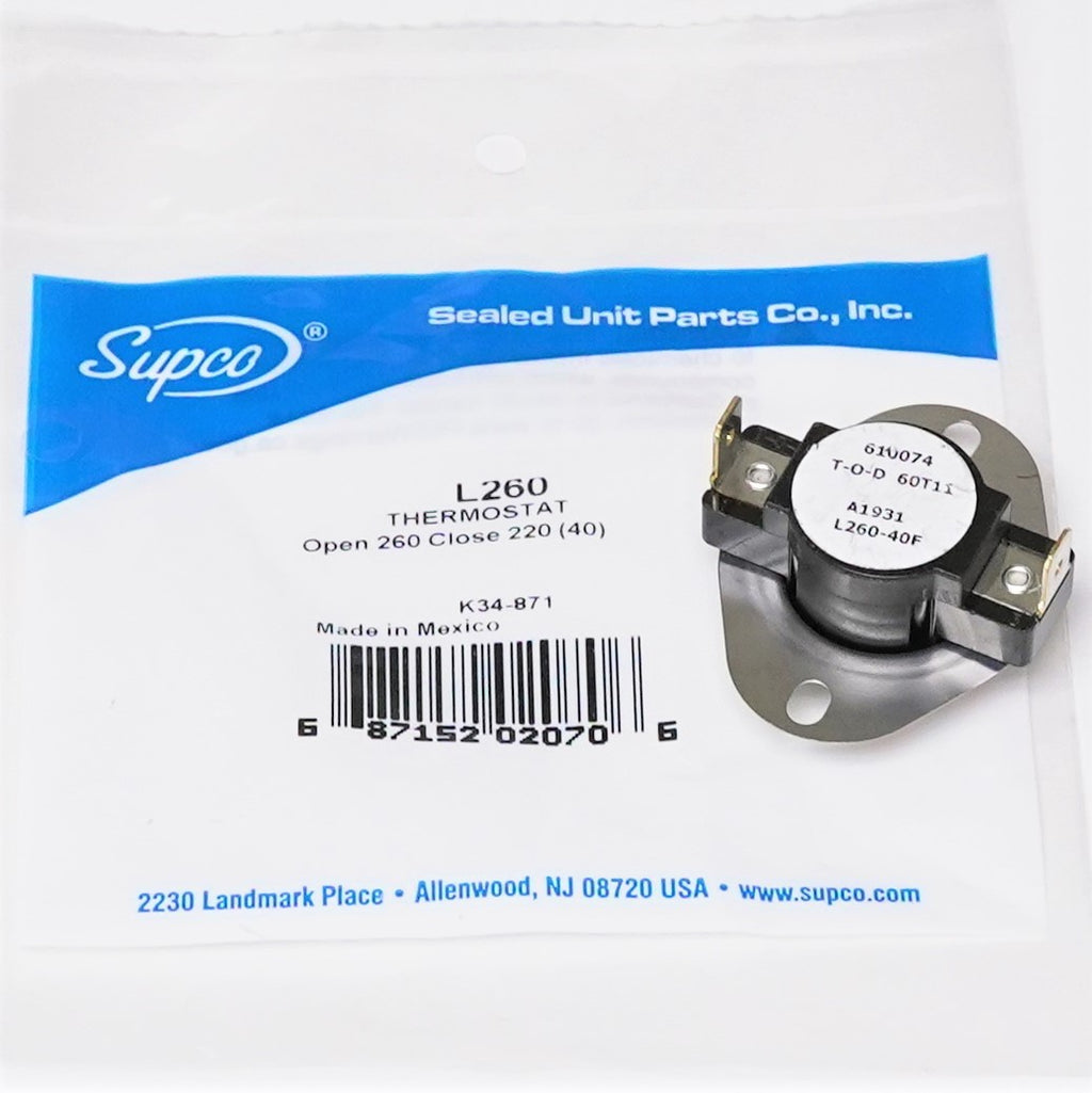 Supco L260-40 Heater Limit Thermostat Thermodisc Open On Rise