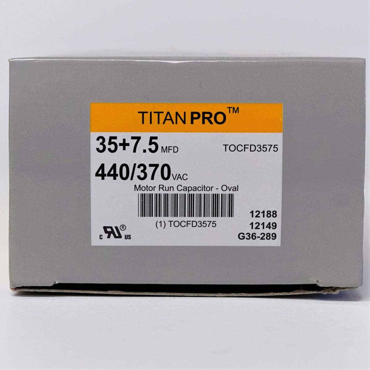 TitanPro TOCFD35/7.5 HVAC Oval Motor Run Dual Capacitor 35/7.5 MFD/UF 440/370