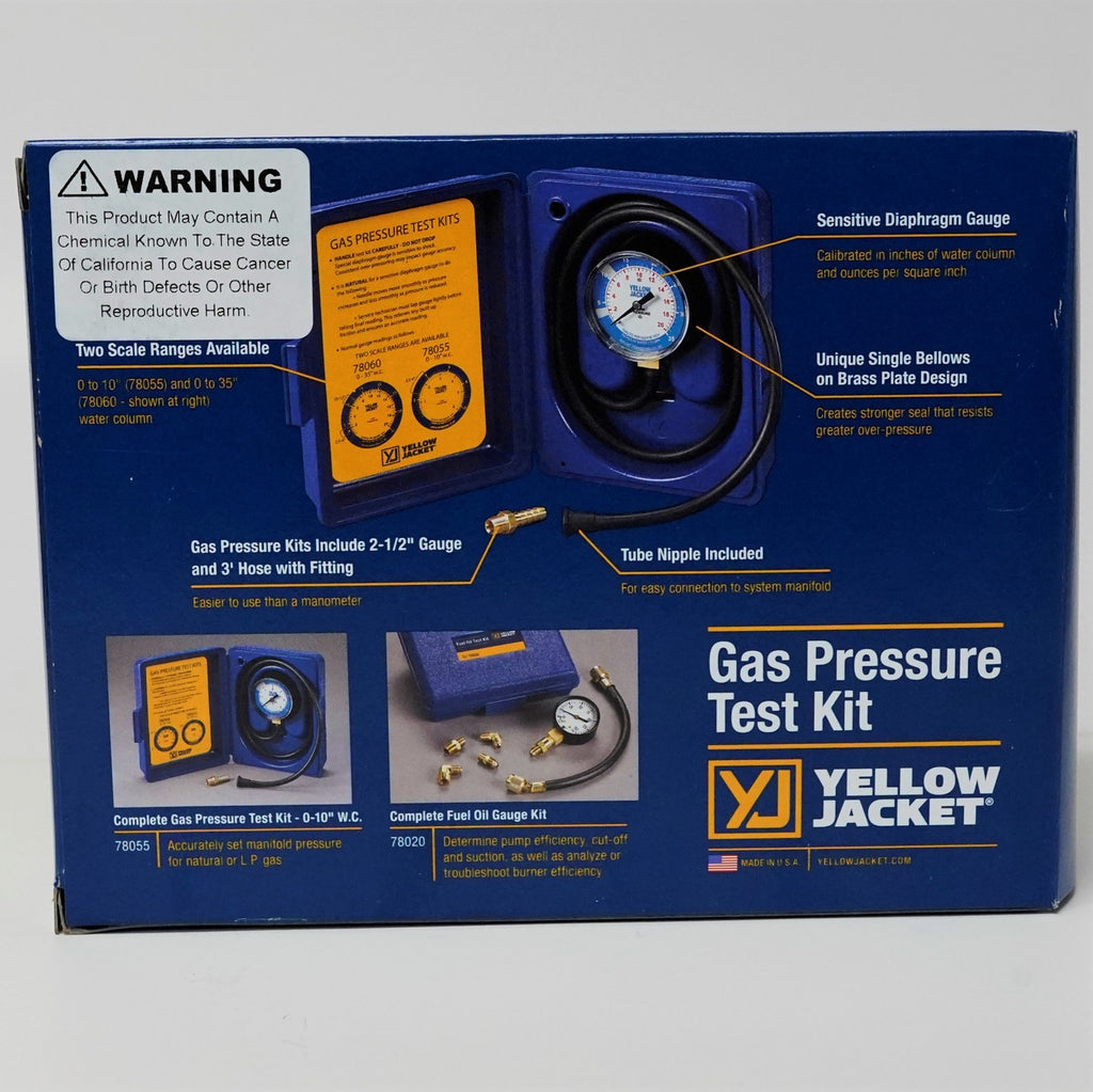 Yellow Jacket 78060 Gas Pressure Gauge Kit 0 to 35" Water Column Natural or LP