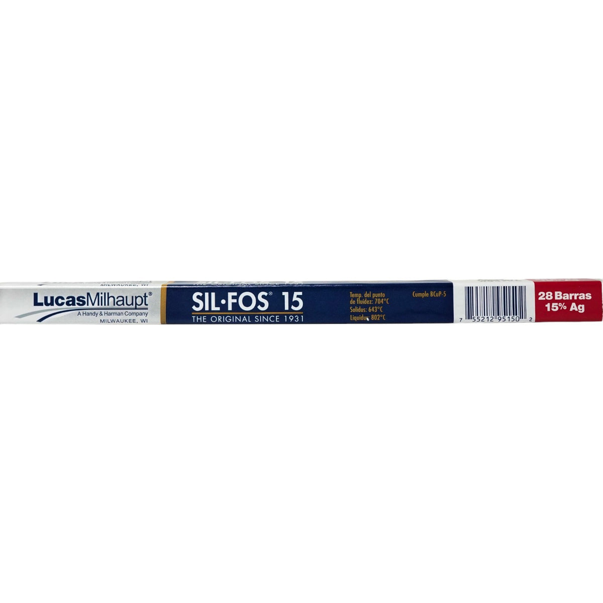 95150 Lucas Milhaupt Sil Fos Silvaloy 15% Silver Solder 28 Rods 1 pound solder
