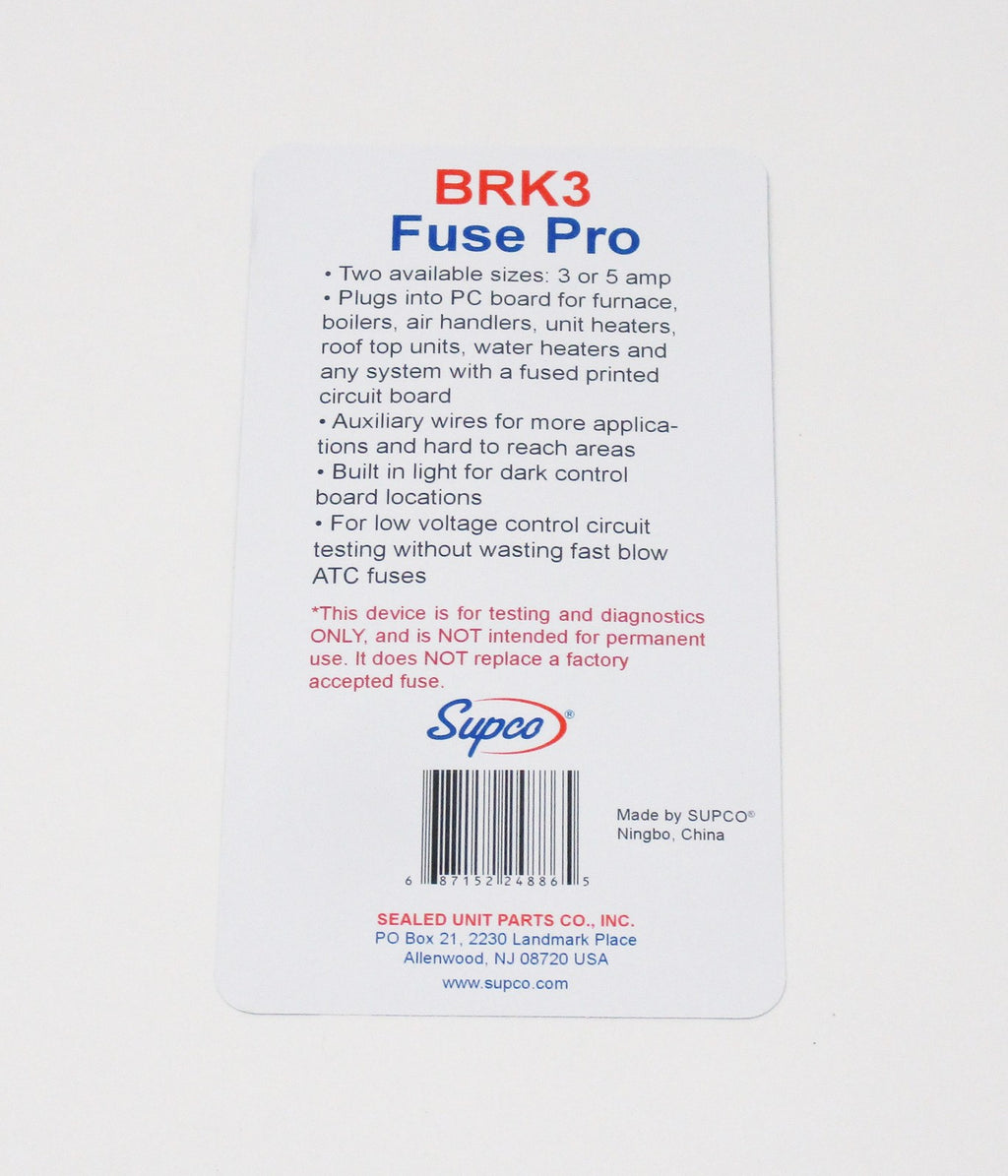 Supco BRK3 Fuse Pro 3 AMP Tester with Light