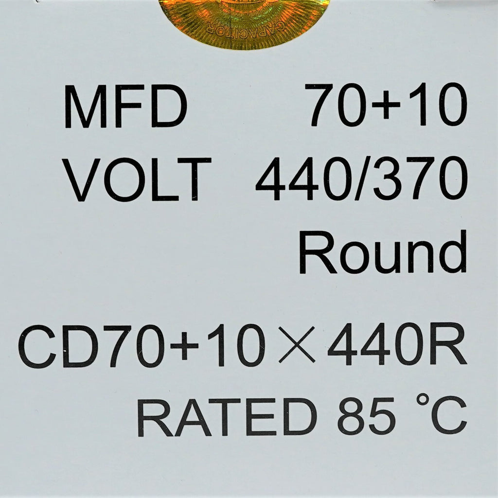 Air Conditioning HVAC Round Dual Motor Run Capacitor 70 + 10 MFD 440 Volt