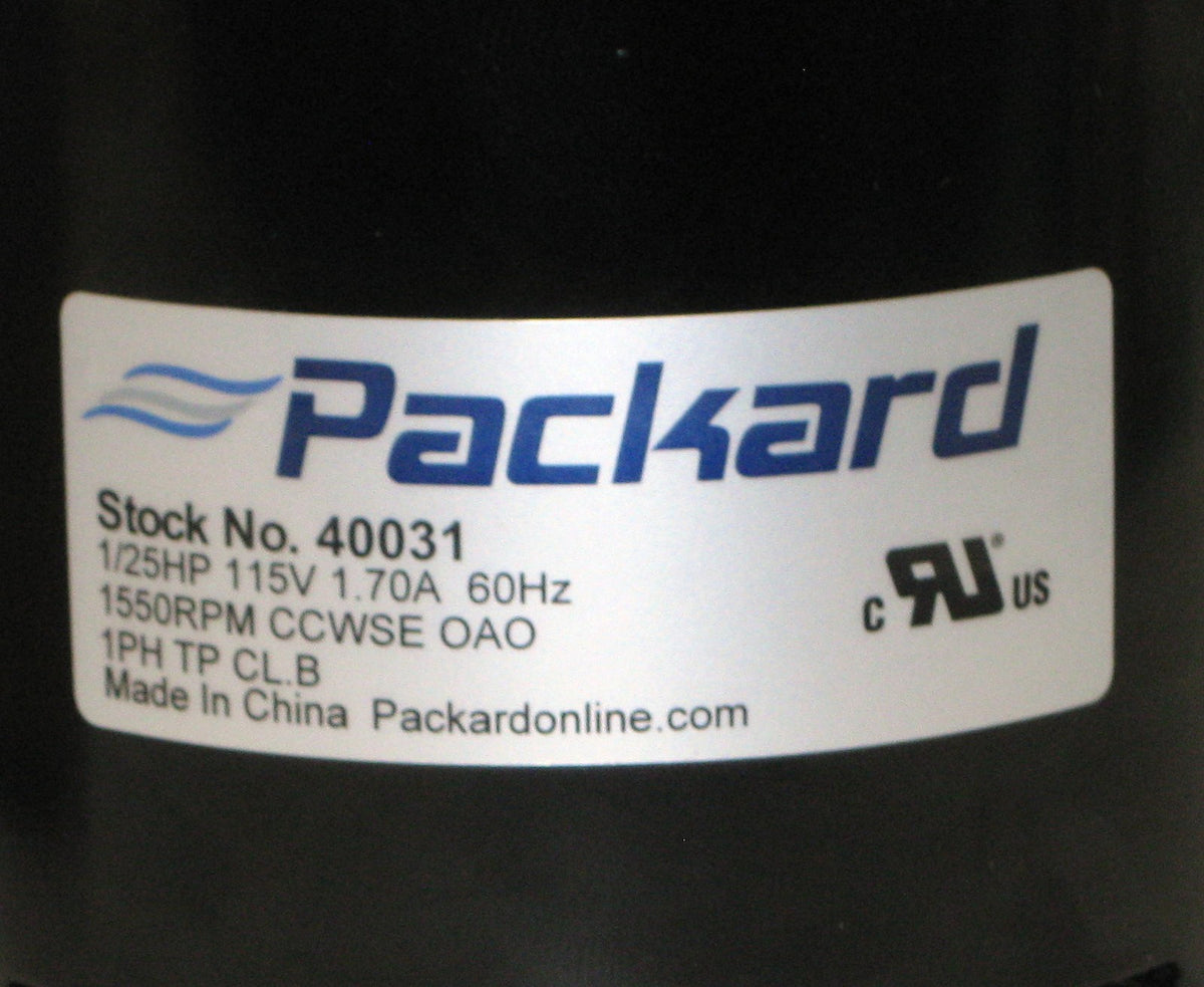 Packard Electric Fan Motor 40031 1/25 HP 1550 RPM 115 Volts (UE-31)
