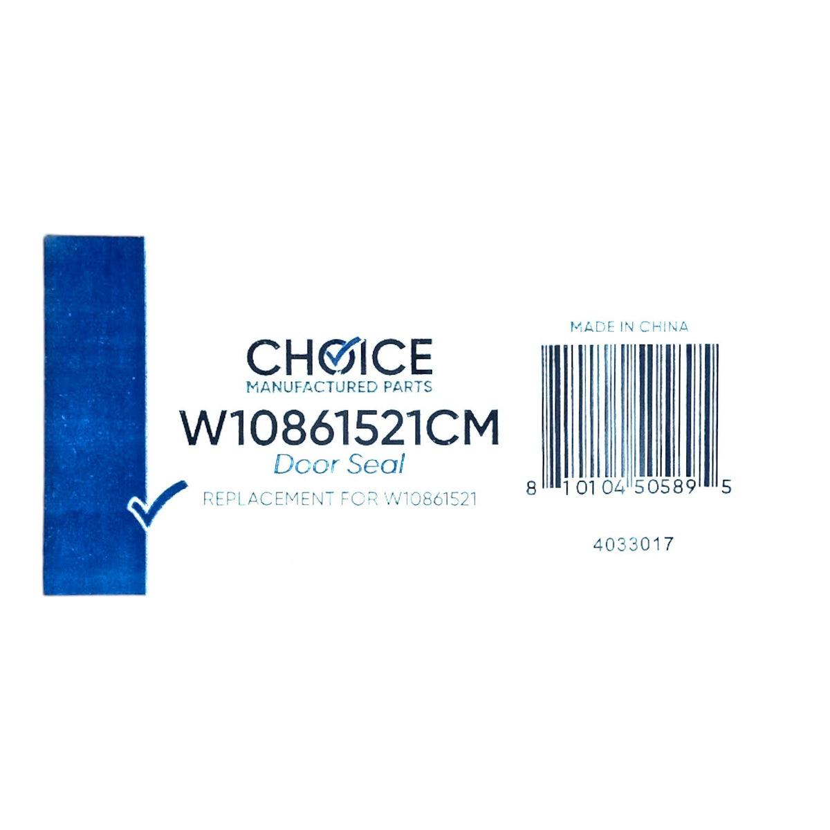Choice Manufactured Part W10861521 Dryer Door Seal for Whirlpool with Adhesive
