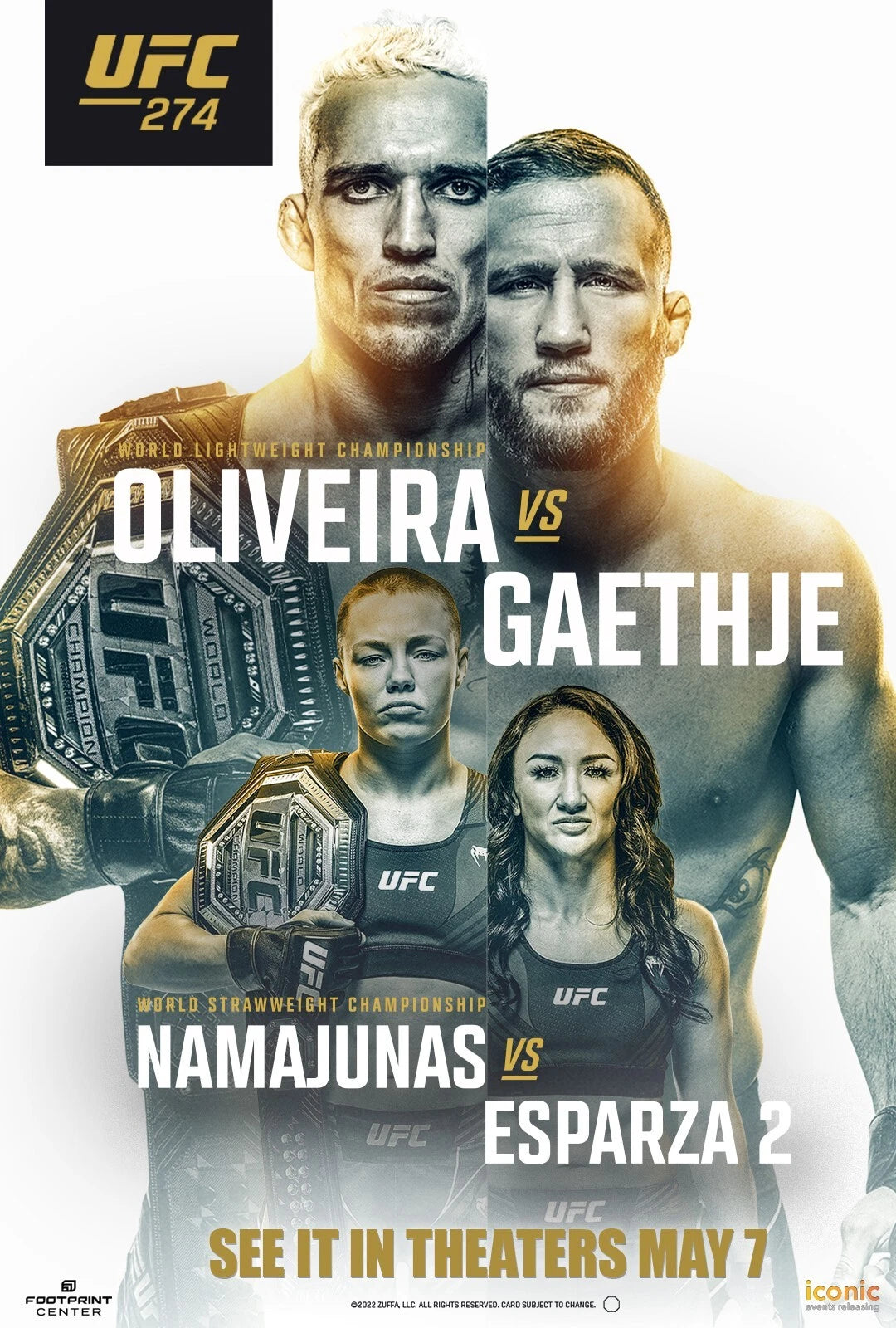 UFC 274 Charles Oliveira vs. Justin Gaethje Rose Namajunas 11x16 - Poster | Canvas Wall Art Print