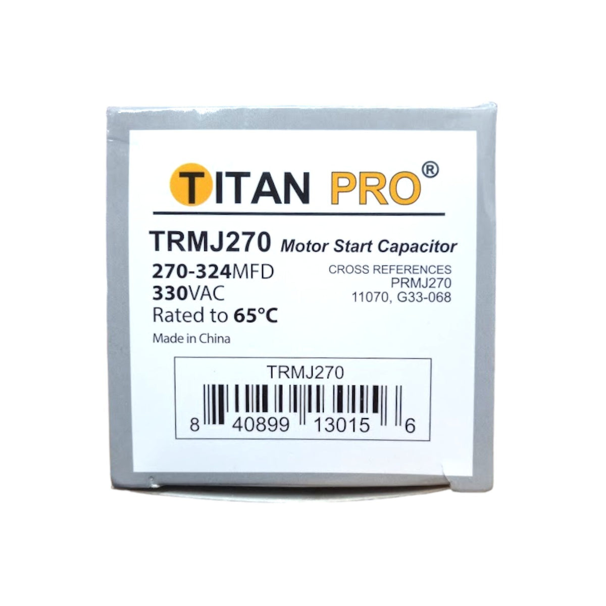 Titan Pro TRMJ270 Motor Start Capacitor. 270-324 MFD UF / 330 VAC