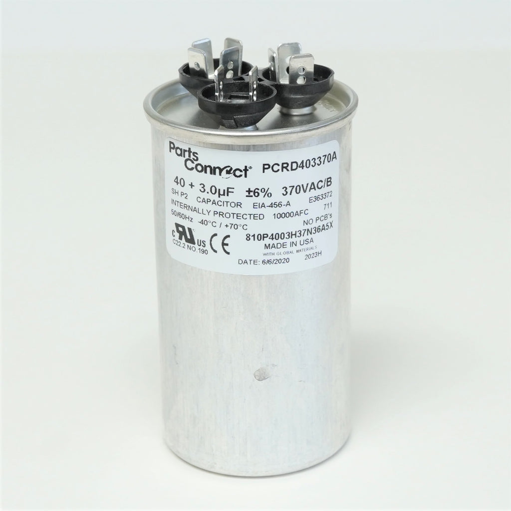 USA Run Capacitor 40 + 3 mfd (uf) 370 Volt Dual Round American Made