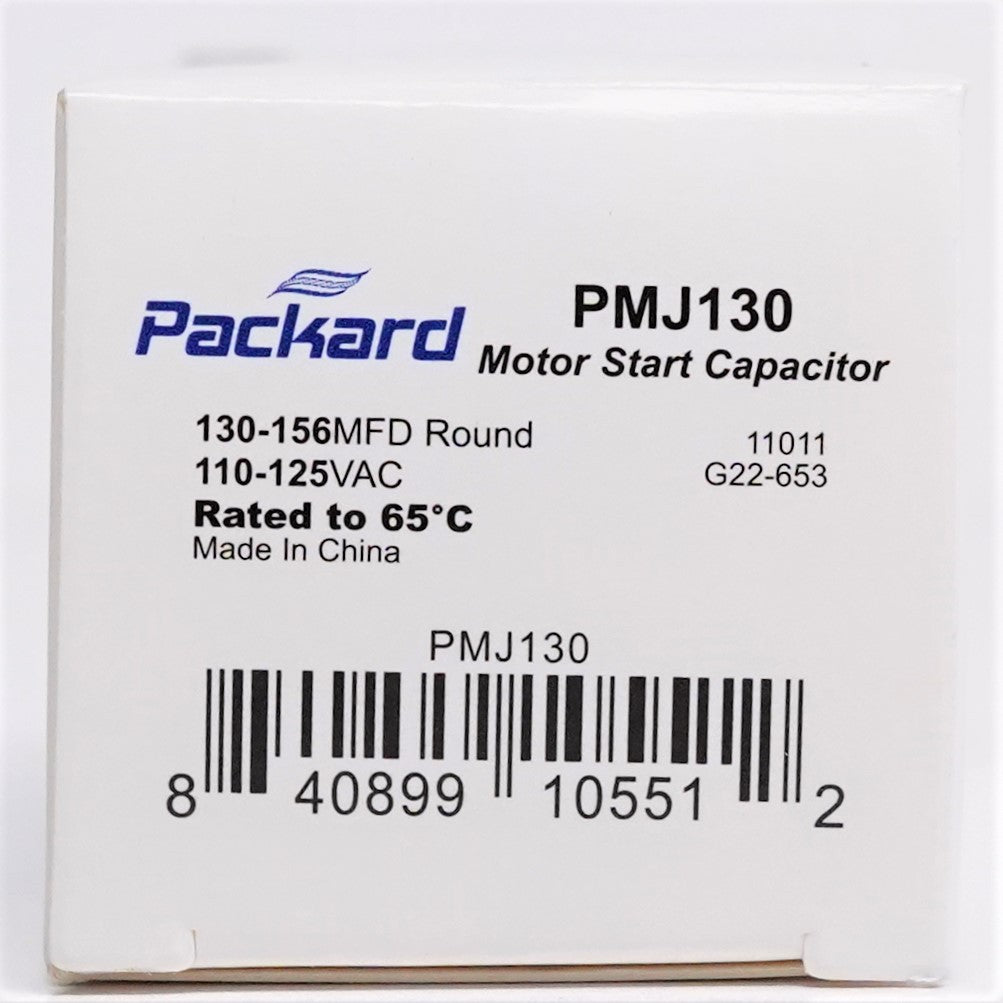 Packard PMJ130 Motor Start Capacitor 130-156 MFD UF / 110-125 VAC
