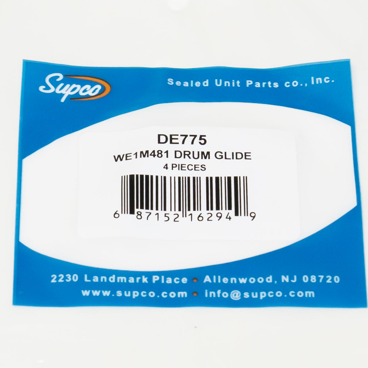 Supco DE775 Dryer Drum Glides (4 Pack) for GE WE1M481