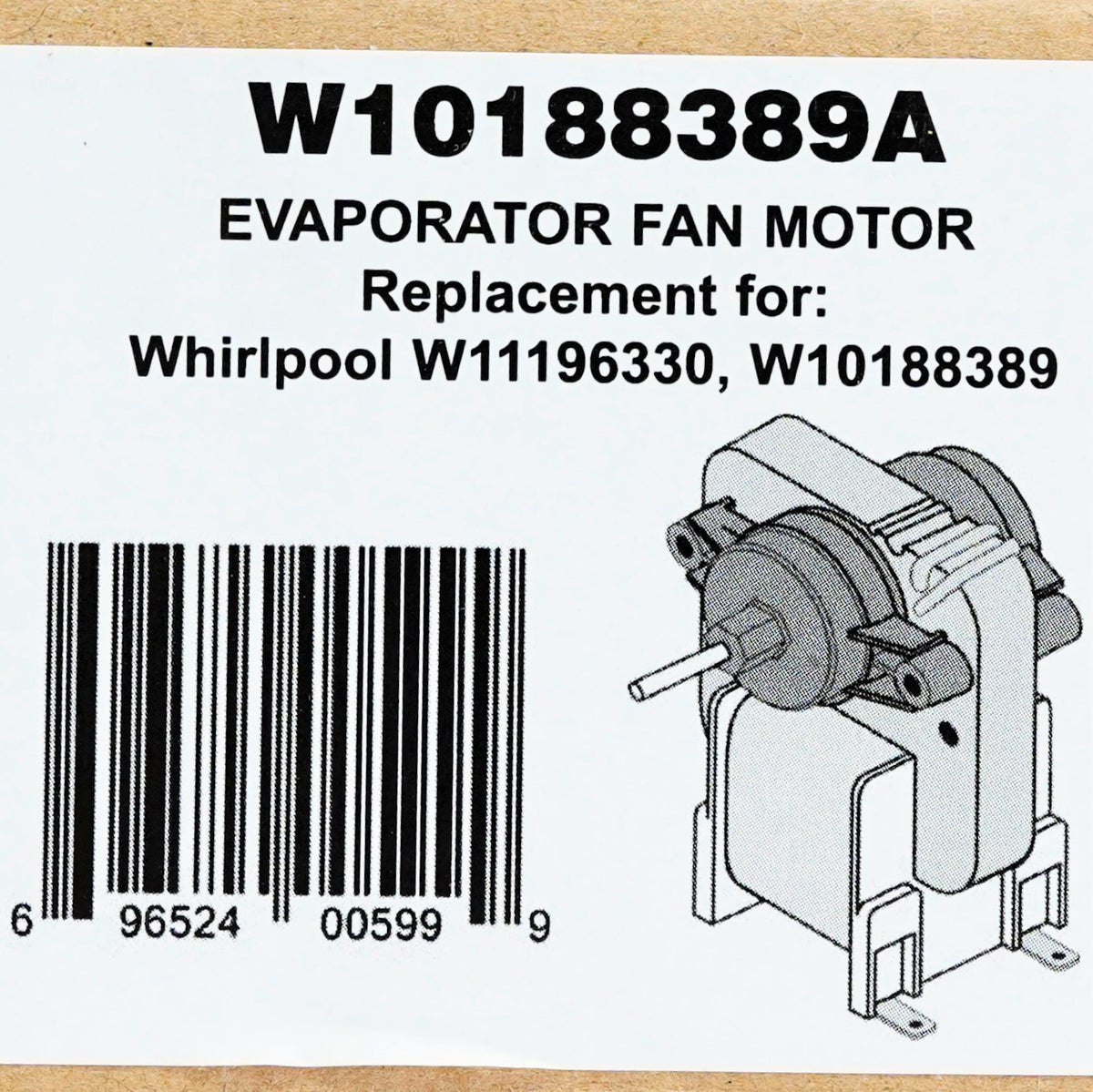 Evaporator Freezer Fan Motor for W10188389 Whirlpool Kenmore Refrigerator
