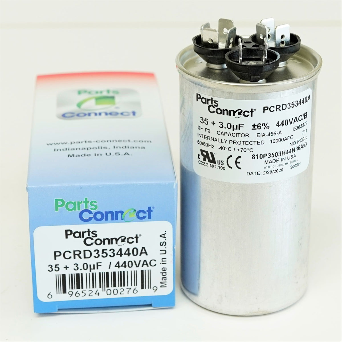 USA Run Capacitor 35 + 3 mfd (uf) 440 Volt Dual Round American Made