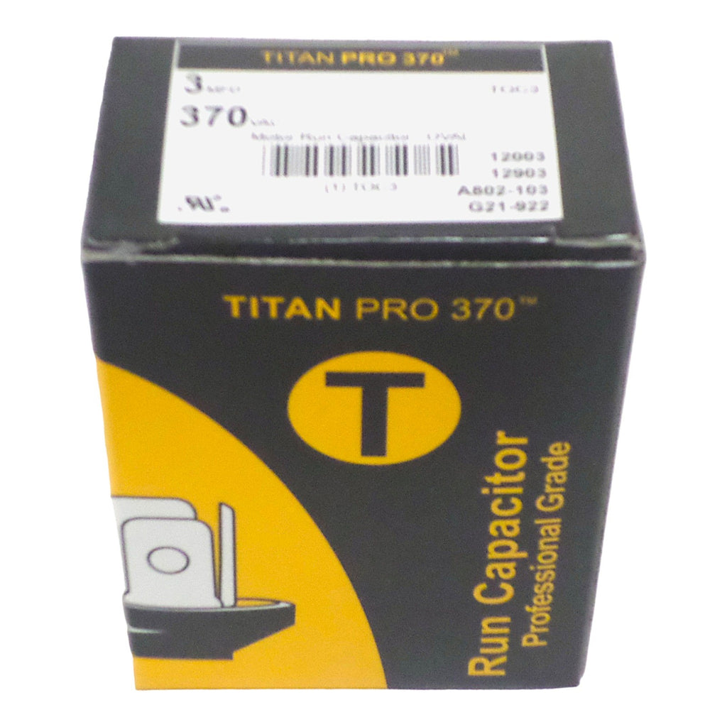 TitanPro TOC3 HVAC Oval Motor Run Capacitor. 3 MFD/UF 370 Volts